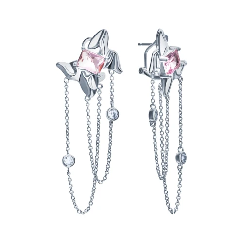 Серьги из серебра 925 пробы с цветными цирконами