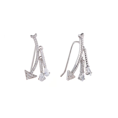 Серьги пины из серебра 925 пробы с цирконами