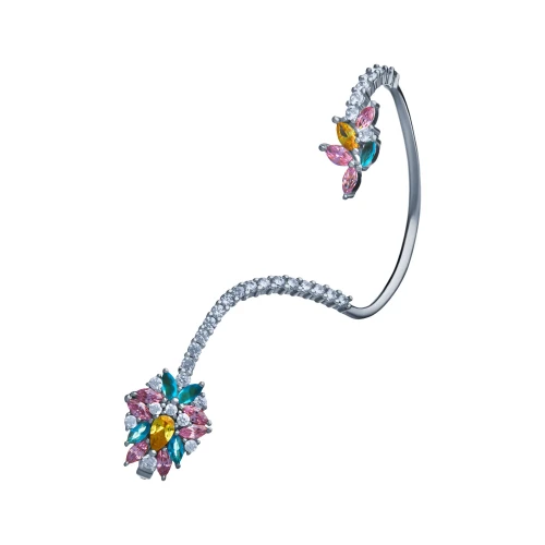 Серьга (925) цветной циркон