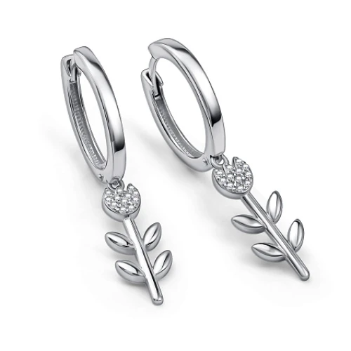 Серьги из серебра 925 пробы с фианитами
