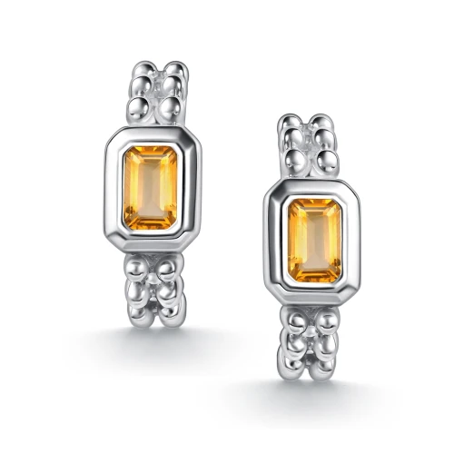 Серьги из серебра 925 пробы с цитринами