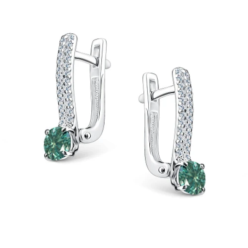 Серьги (925) муассанит, фианит