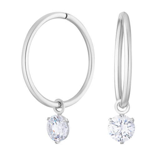 Серьги конго из серебра 925 пробы с фианитами