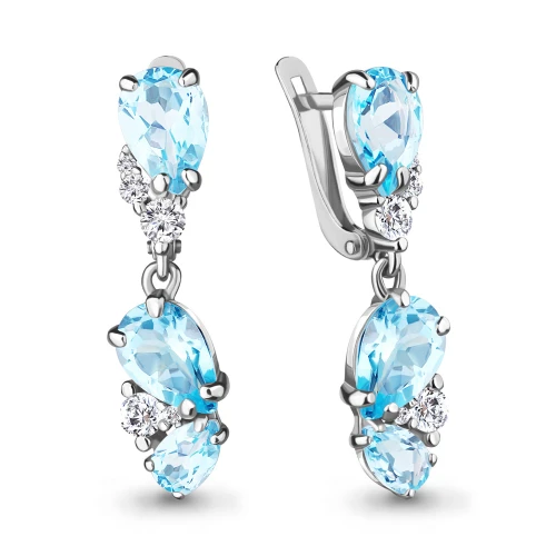 Серьги из серебра 925 пробы с топазами и фианитами