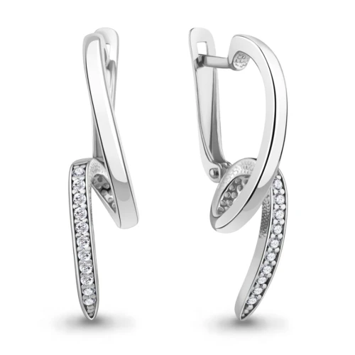 Серьги из серебра 925 пробы с фианитами
