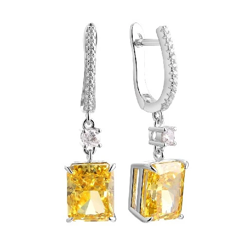 Серьги из серебра 925 пробы с цветными фианитами