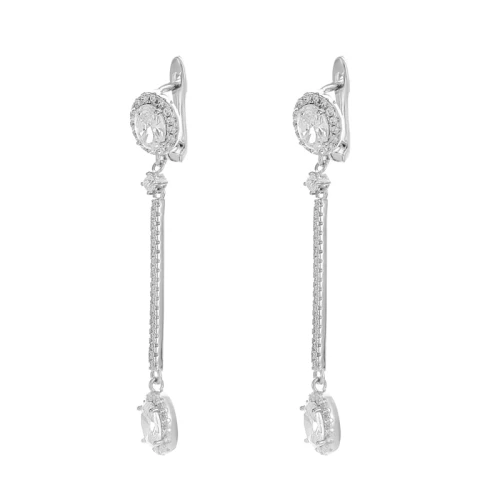 Серьги из серебра 925 пробы с ситаллами и цирконами
