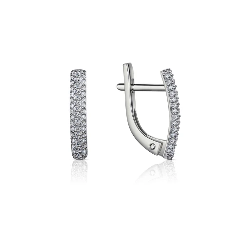 Серьги из белого золота 585 пробы с фианитами