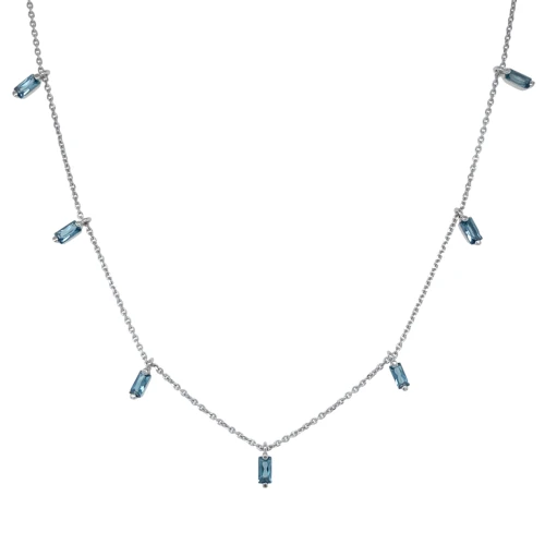 Колье из белого золота 585 пробы с топазом  London Blue