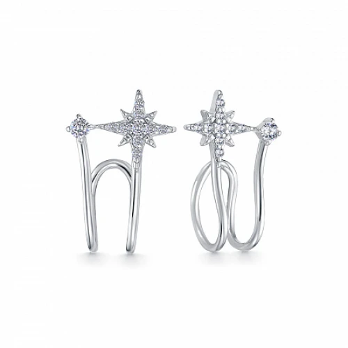 Серьги каффы из серебра 925 пробы с фианитами