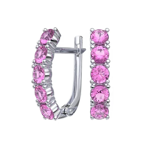 Серьги из серебра 925 пробы с цветными фианитами