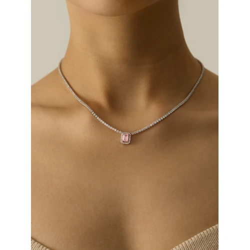 Колье из серебра 925 пробы с цветными цирконами