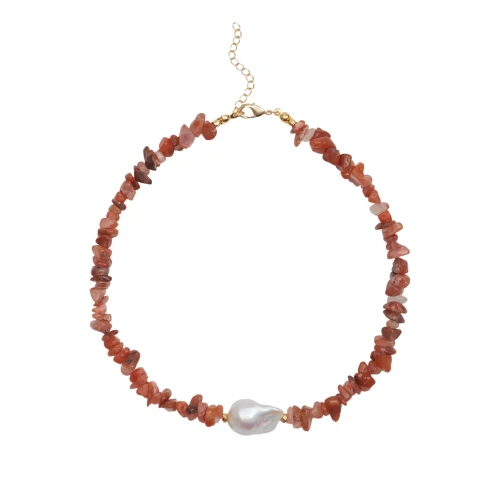 Колье жемчуг, сердолик