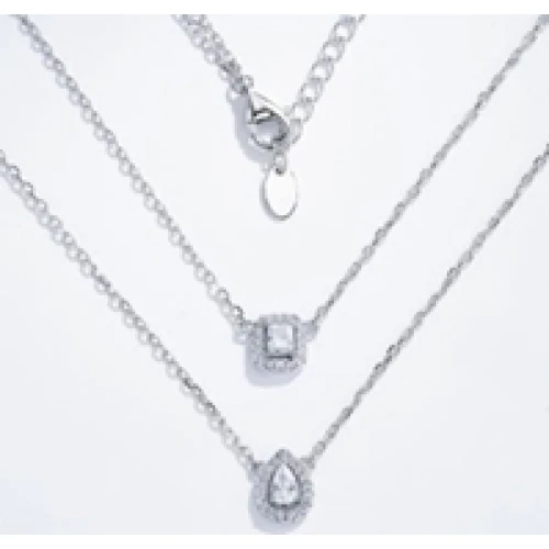 Колье многоярусное  из серебра 925 пробы с цирконами