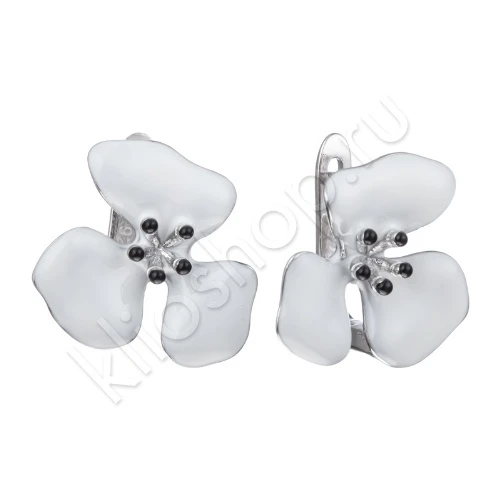 Серьги из серебра 925 пробы с эмалью