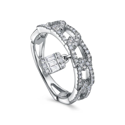 Кольцо из серебра 925 пробы с фианитами