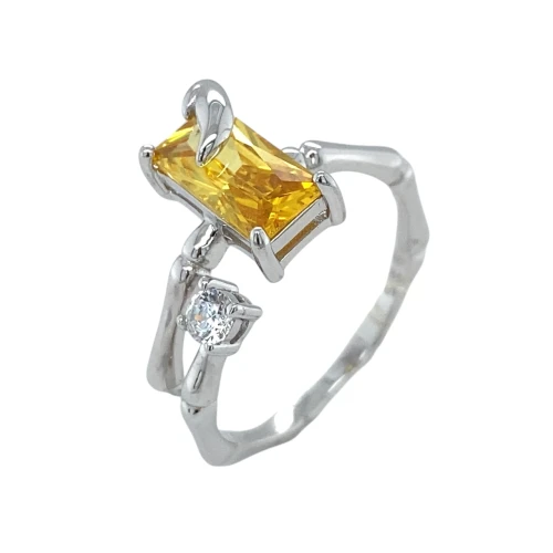 Кольцо (925) бриллианит цветной, фианит