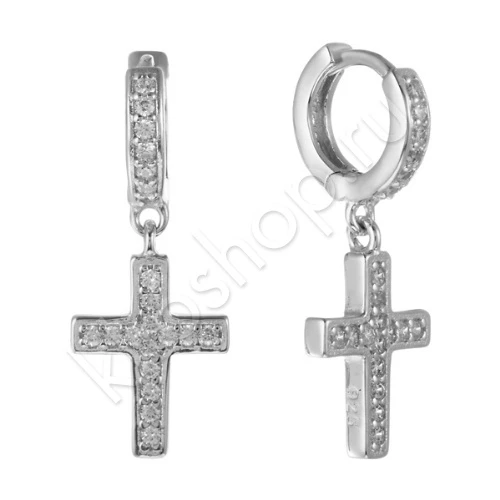 Серьги из серебра 925 пробы с цирконами
