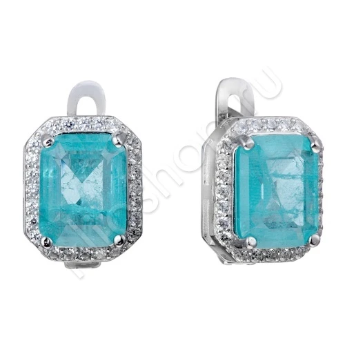 Серьги из серебра 925 пробы с цветными цирконами