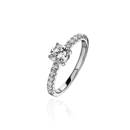 Кольцо из белого золота 585 пробы с фианитами