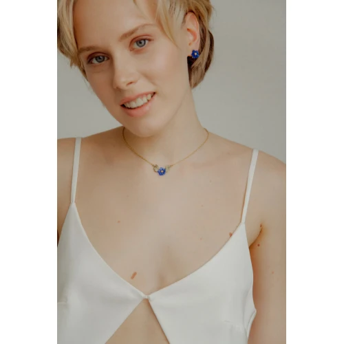 Пусеты стекло голубоглазка