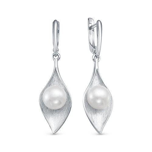 Серьги из серебра 925 пробы с жемчугом
