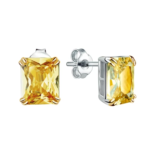 Серьги пусеты из серебра 925 пробы с цветными фианитами