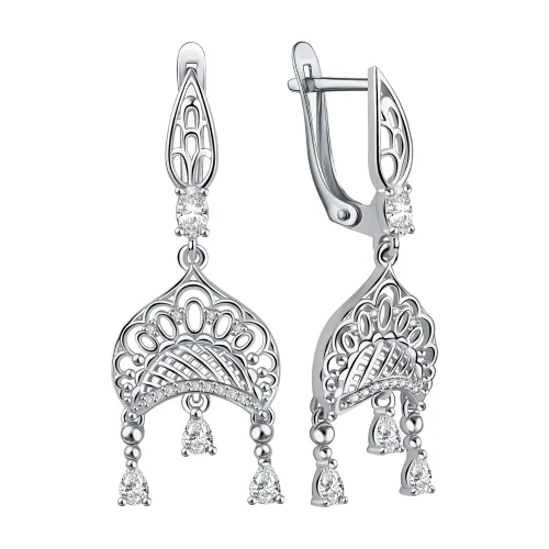 Серьги из серебра 925 пробы с фианитами