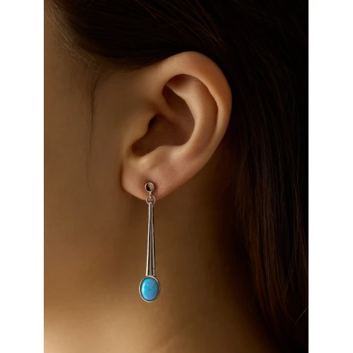 Серьги из серебра 925 пробы с искусственным опалом