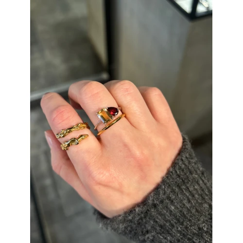 Кольцо (925) цитрин, гранат