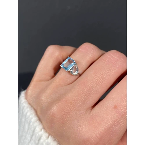 Кольцо (925) топаз, лунный камень