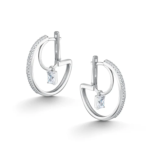 Серьги из серебра 925 пробы с фианитами