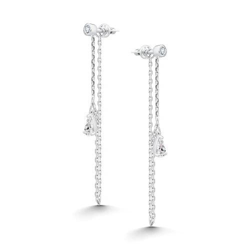 Серьги пусеты из серебра 925 пробы с фианитами