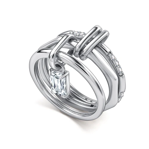 Кольцо из серебра 925 пробы с фианитами