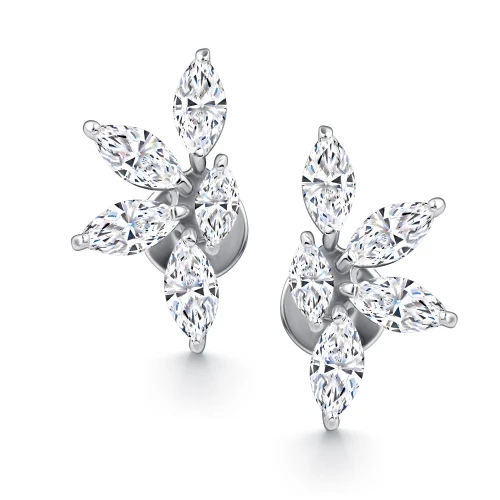 Серьги пусеты из серебра 925 пробы с фианитами