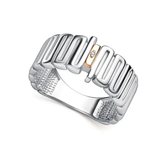 Кольцо из серебра 925 пробы с накладкой из золота 585 пробы с бриллиантами