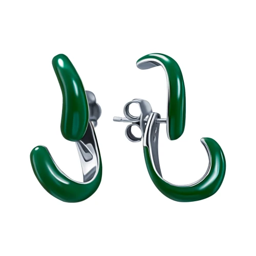 Серьги пусеты из серебра 925 пробы с эмалью