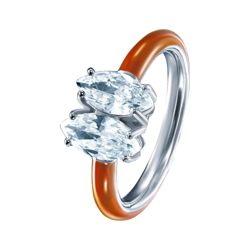 Кольцо (925) циркон, эмаль