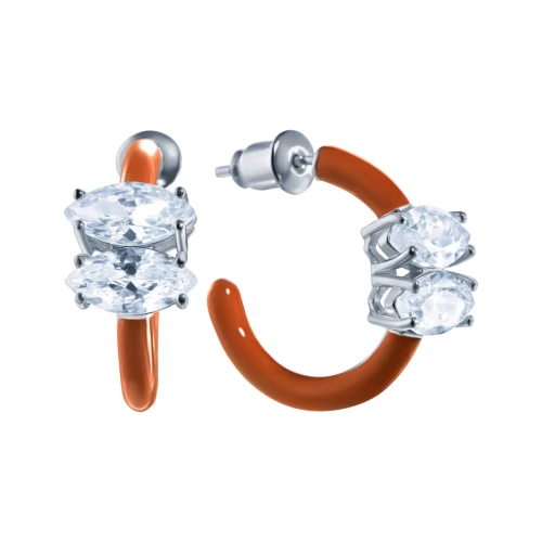 Пусеты (925) циркон, эмаль