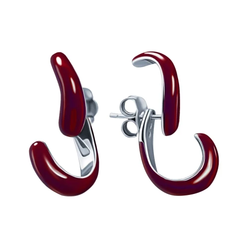 Серьги пусеты из серебра 925 пробы с эмалью