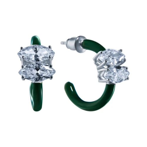 Пусеты (925) циркон, эмаль