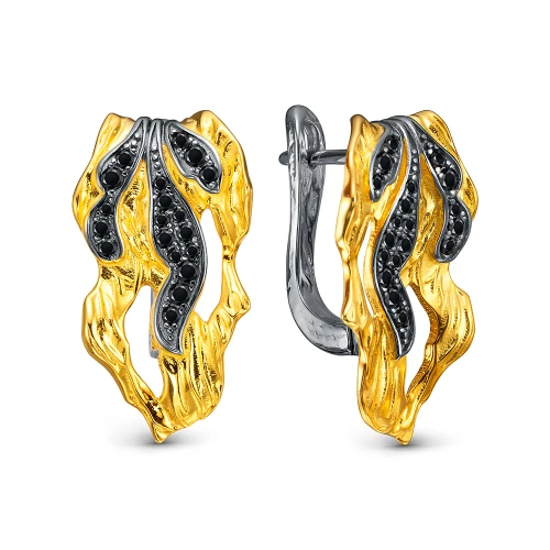 Серьги из серебра 925 пробы с позолотой и шпинелью