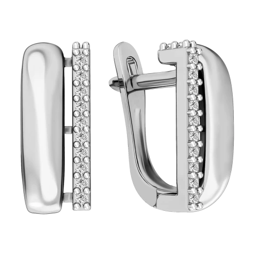 Серьги из белого золота 585 пробы с фианитами