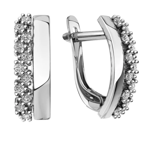 Серьги из белого золота 585 пробы с фианитами