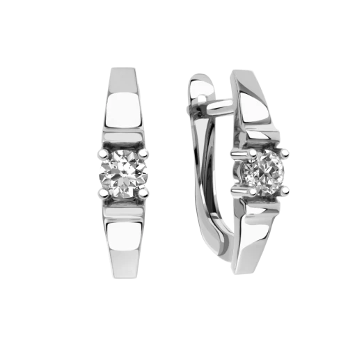 Серьги из белого золота 585 пробы с фианитами