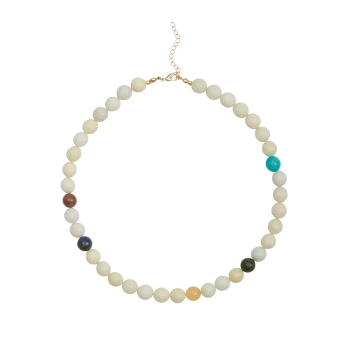 Колье жадеит, кварц