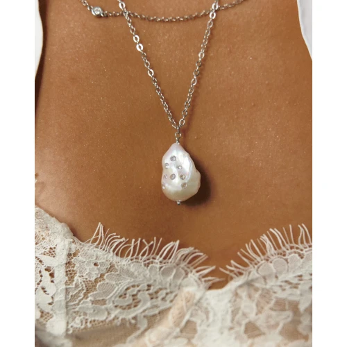 Колье жемчуг, фианит