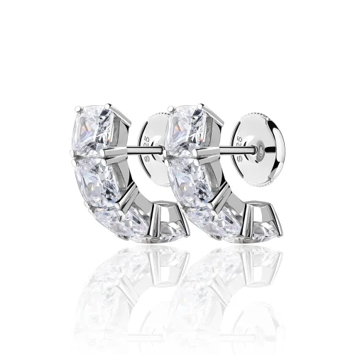 Серьги пусеты из серебра 925 пробы с цирконами