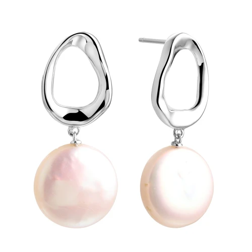 Серьги пусеты из серебра 925 пробы с жемчугом