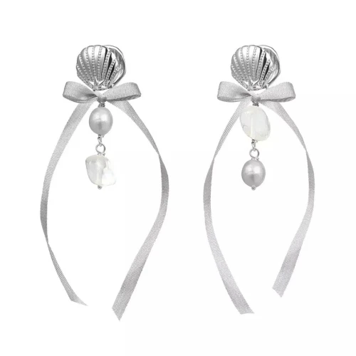 Серьги жемчуг, горный хрусталь